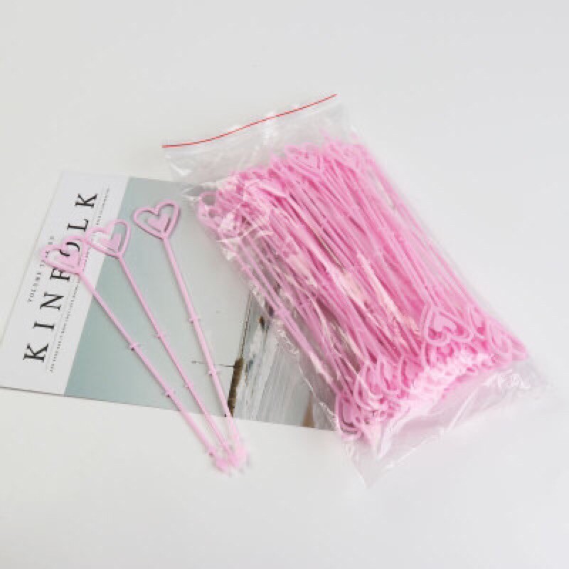 [MINIMAL 5PCS]STICK KARTU PLASTIK BENTUK LOVE TRANSPARAN ECER PER TANGKAI /PLASTIC STICK CARD HOLDER