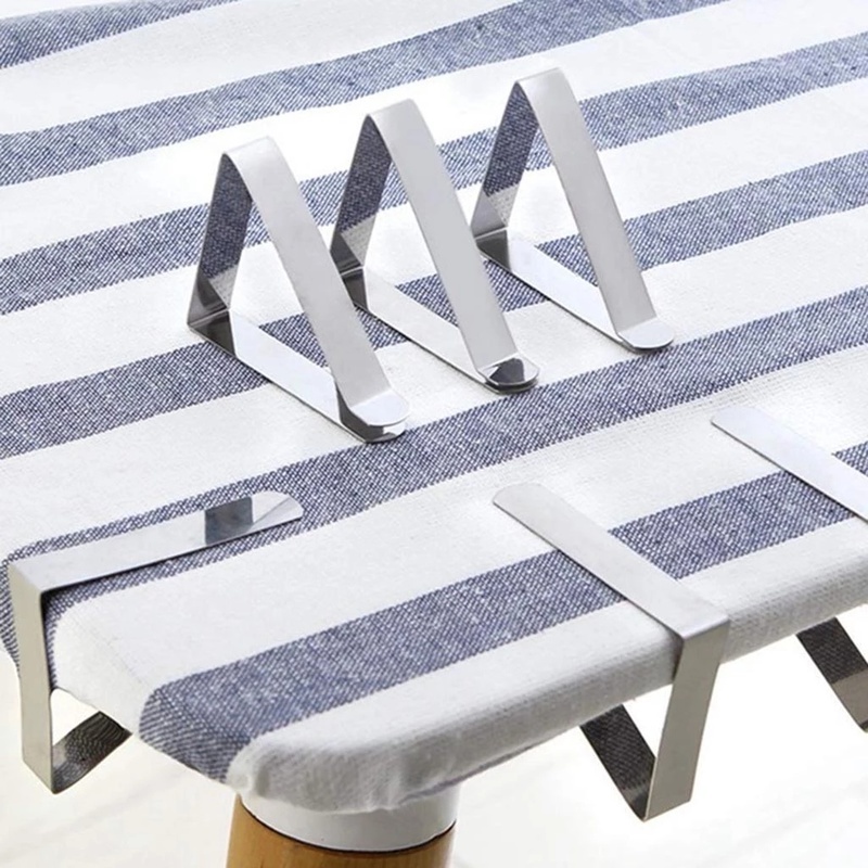 8 / 12pcs Klip Penjepit Taplak Meja Multifungsi Bahan Stainless Steel Anti Slip