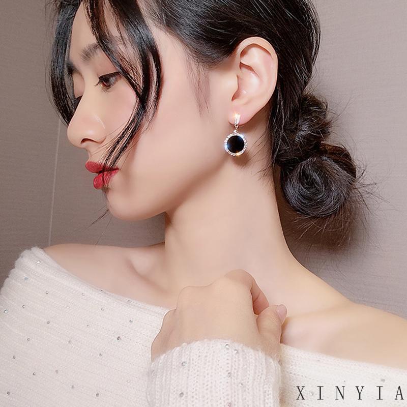 【Bayar di tempat】Anting Tusuk Gantung Fashion Temperament Bahan Sterling Silver 925 Desain Geometri Untuk Wanita