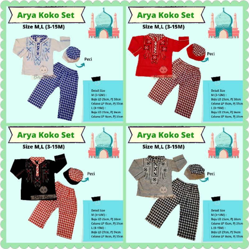 Setelan Koko Peci Anak 1-2th Arya Koko Set