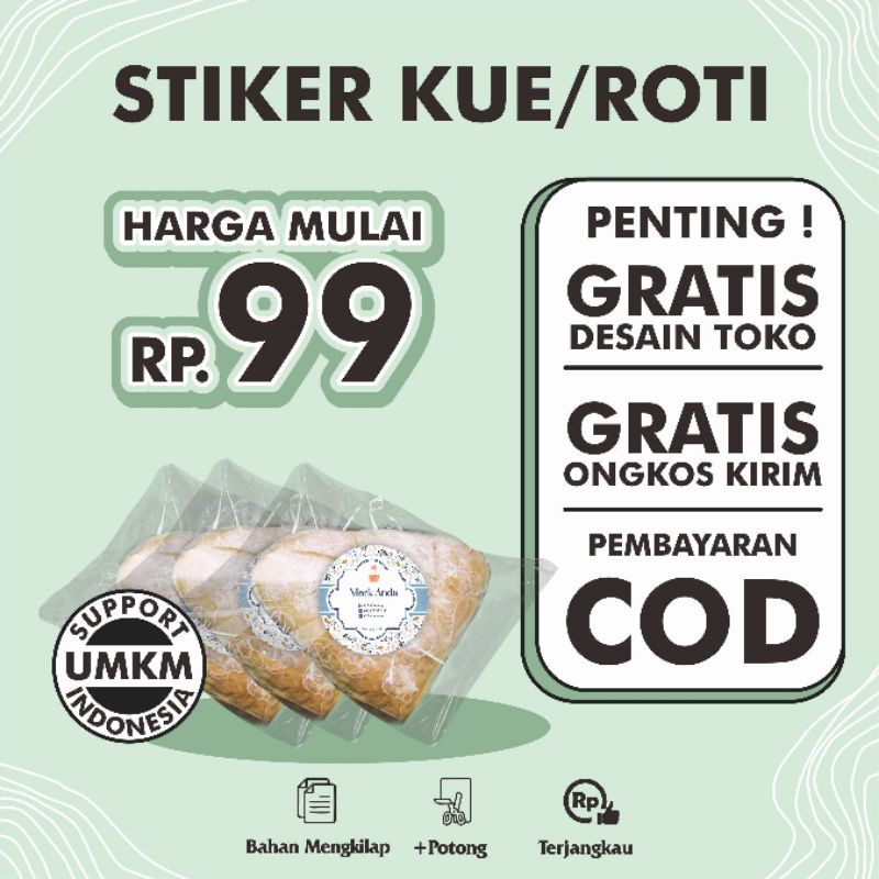 

Cetak stiker label kue/dessert/makanan full warna ukuran 5cm