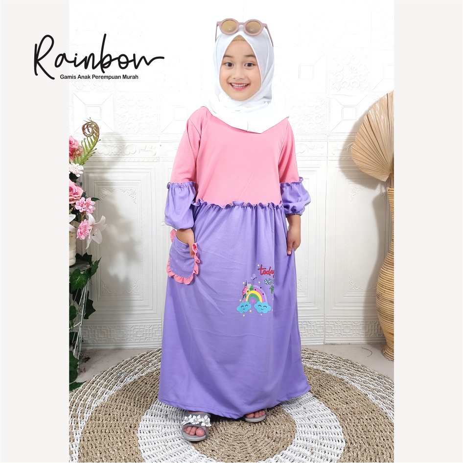 CF Kids Gamis Anak Perempuan Soleha Rainbow Warna Mix