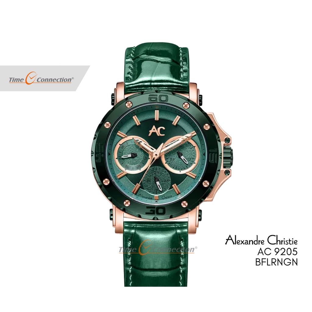 Alexandre Christie AC 9205 BFLRNGN Hijau Original / Jam Tangan Wanita Kulit / AC Collection Green BF