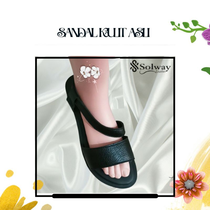 sandal sepatu kulit wanita anti licin.slop flat 001