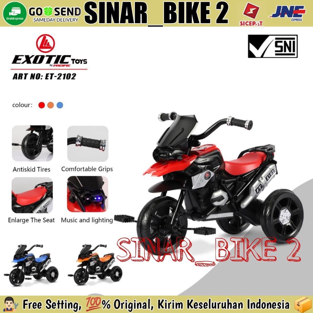 Motor Motoran Gowes Exotic ET-2102 Mainan Sepeda Anak Roda Tiga Tricycle