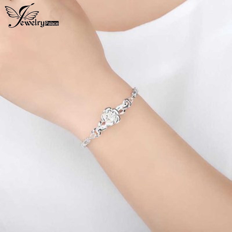 925 perak sterling gelang wanita kreatif rose gelang fashion perhiasan