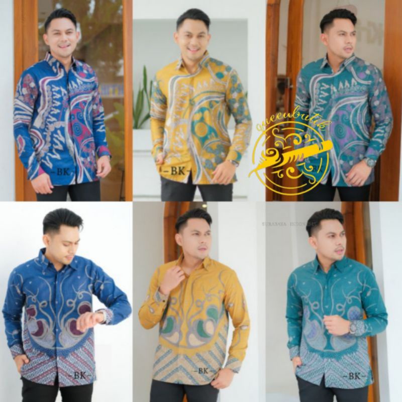 [BATIK PRIA] Batik Pria Lengan Panjang BATIK QUEEN HRB026 motif KERATONAN Kode 002 size M L XL XXL