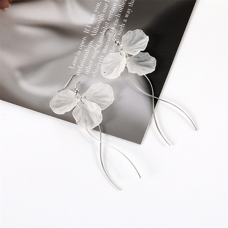 【COD Tangding】Long Pendant Petal Tassel Hook Earrings Fashion Girls Flower Ear Studs