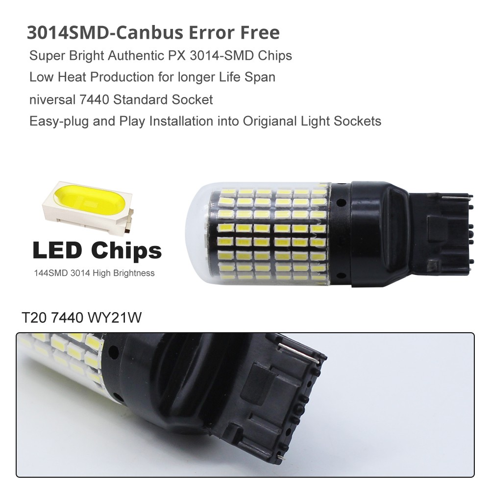 1pcs 144LED Strobe 3 kali LED membalikkan cahaya lampu cadangan bulb 1156 T20 T15 LED p21w W16W w21