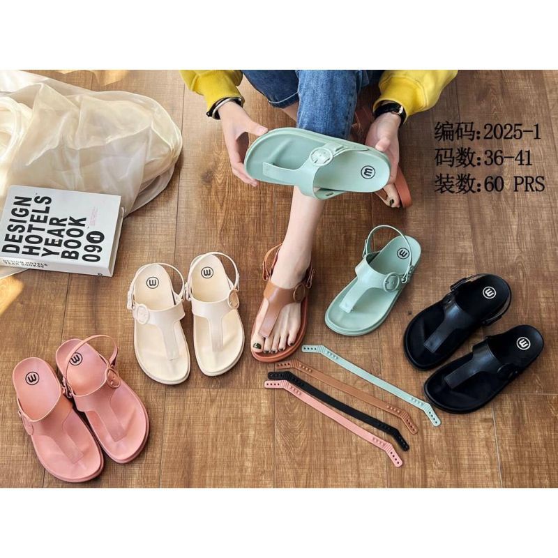 2025 M Sendal Wanita Jelly Jepit Tali Hitam