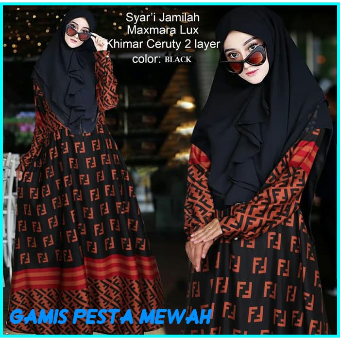 GAMIS MUSLIM WANITA JAMILA HITAM / BAJU SYARI MUSLIM ORIGINAL