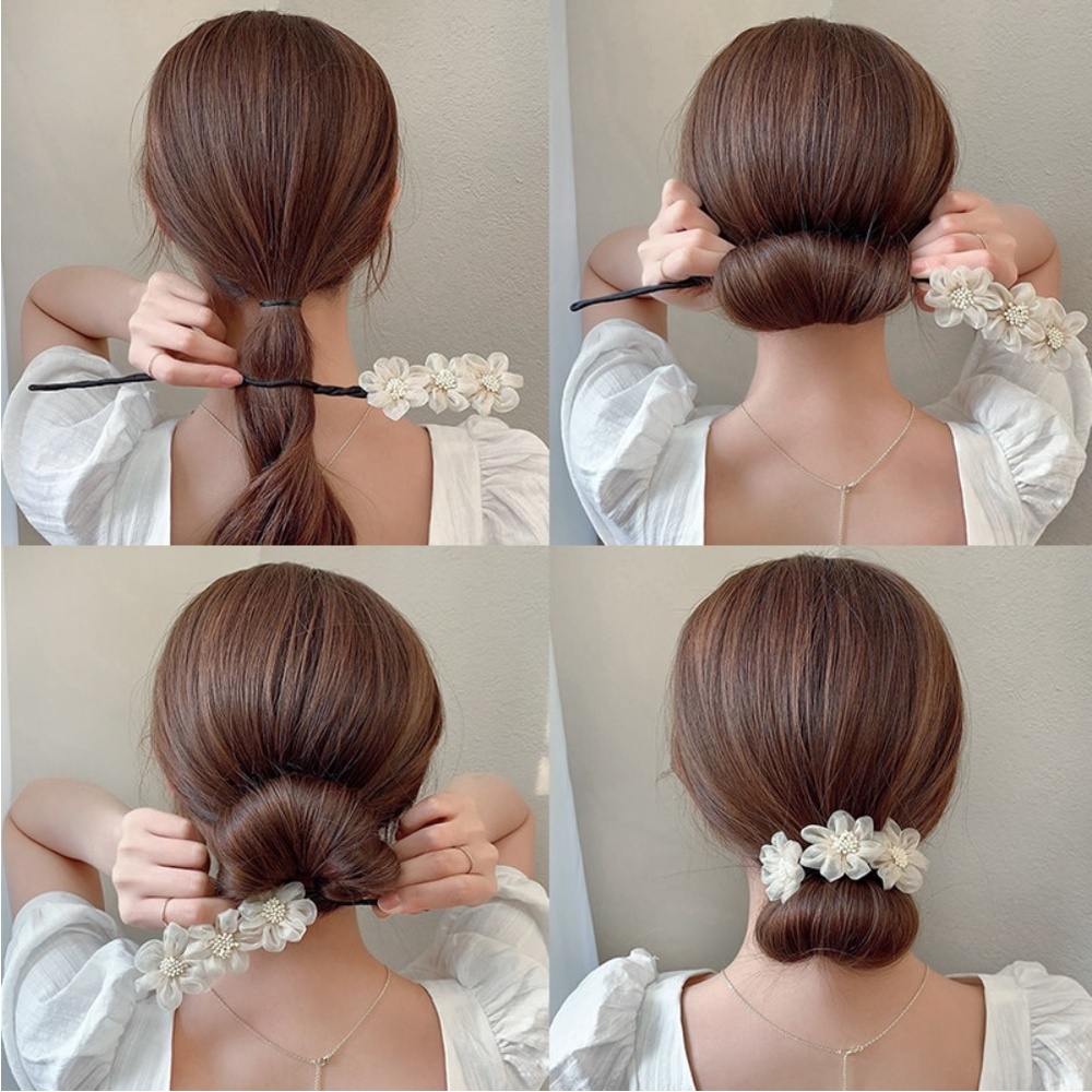 3SP | ART13 Kawat Sanggul Rambut Ikat Rambut Praktis Mutiara Bunga Hair Bun Tie Fashion Korea