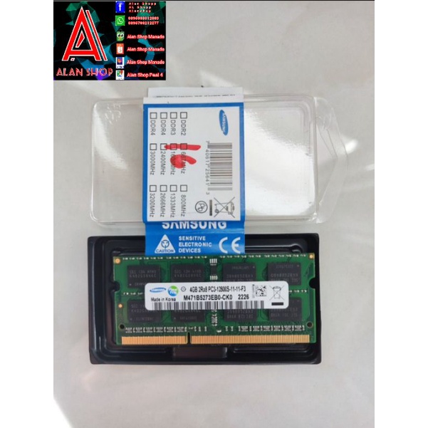RAM LAPTOP 4GB DDR3 / DDR3L  PC12800/10600 SODIMM