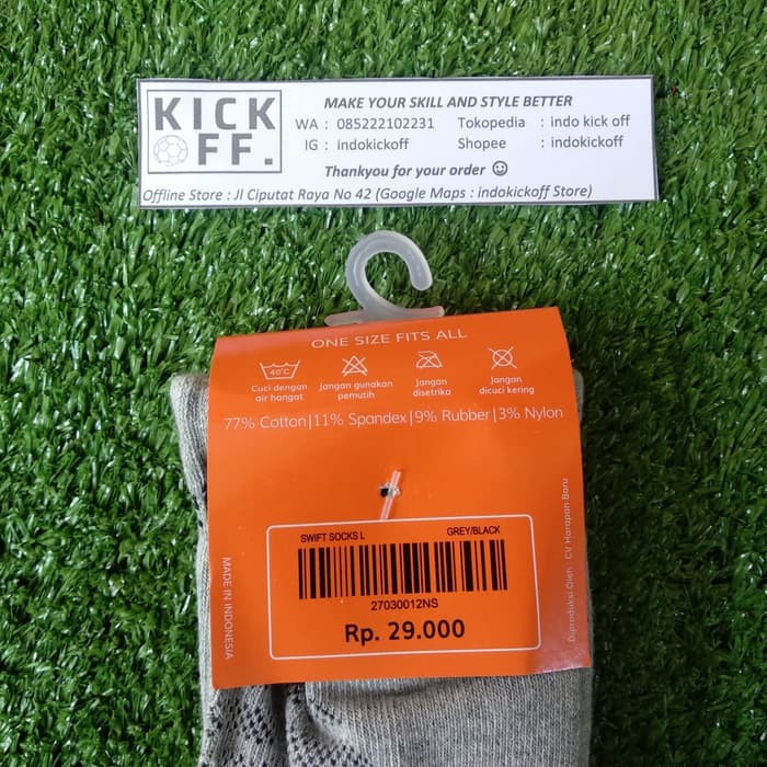 KAOS KAKI SEKOLAH/ KAOS KAKI OLAHRAGA ORTUSEIGHT SWIFT SOCKS L - GREY