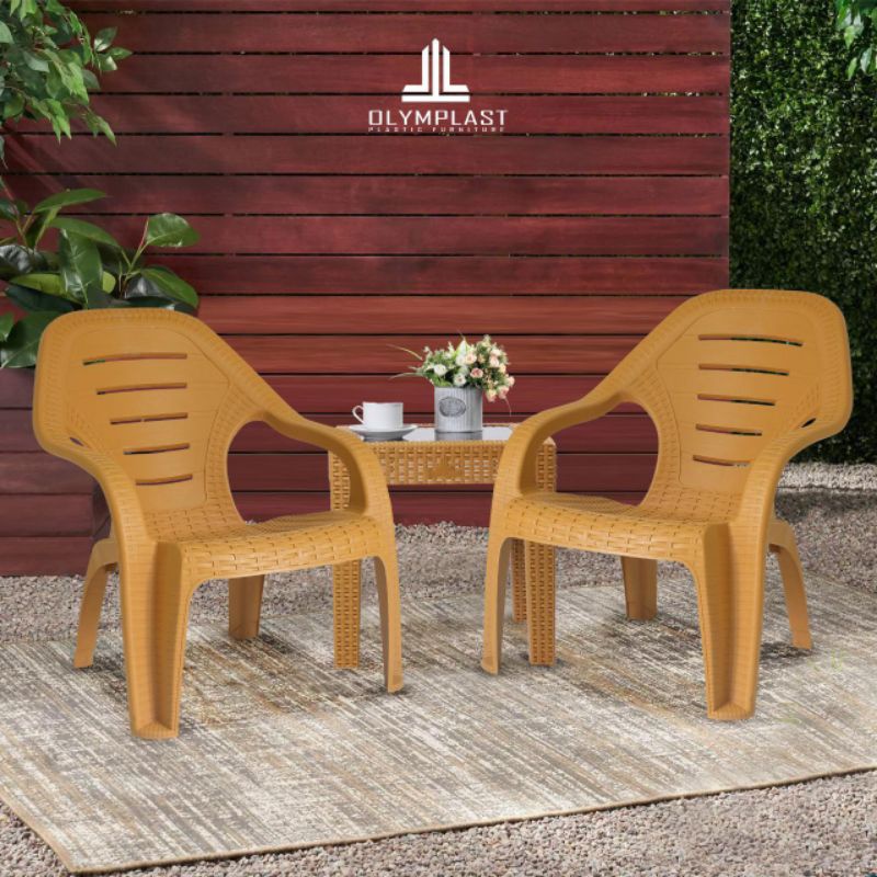 1 Set 2 Kursi Olymplast OL 509 + Meja Olymplast / Kursi Santai Plastik / Kursi Teras / Kursi Taman /