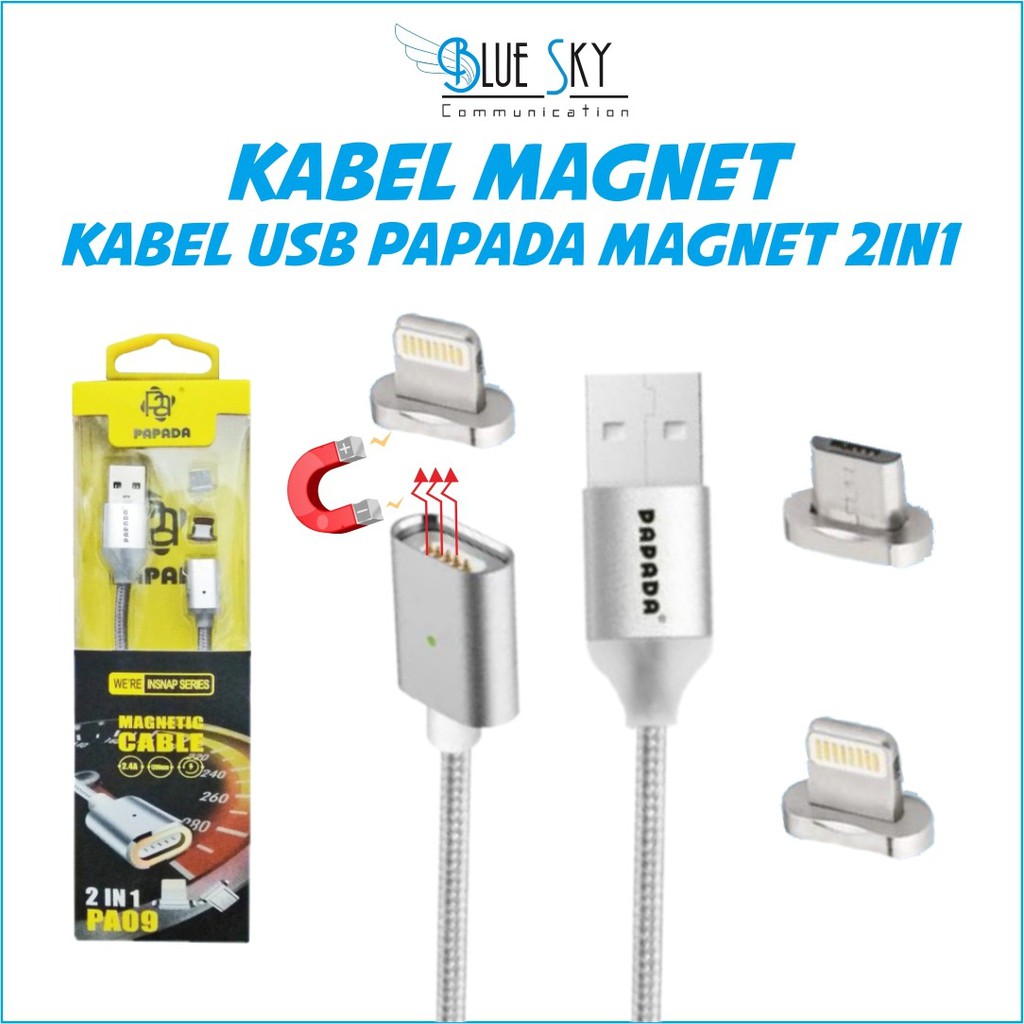 KABEL DATA USB MAGNETIC PAPADA PA-09 2IN1 MICRO IP