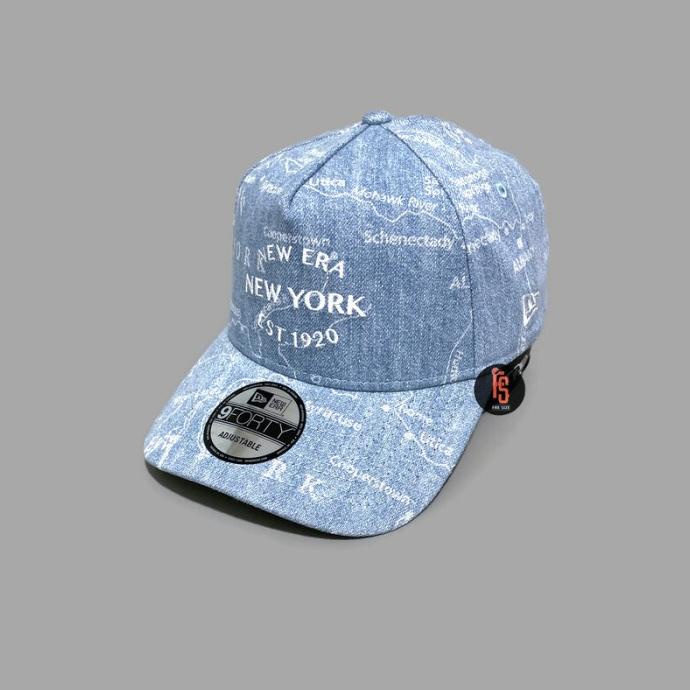 Diskon Topi New Era Original A Frame Denim New York State Skyblue