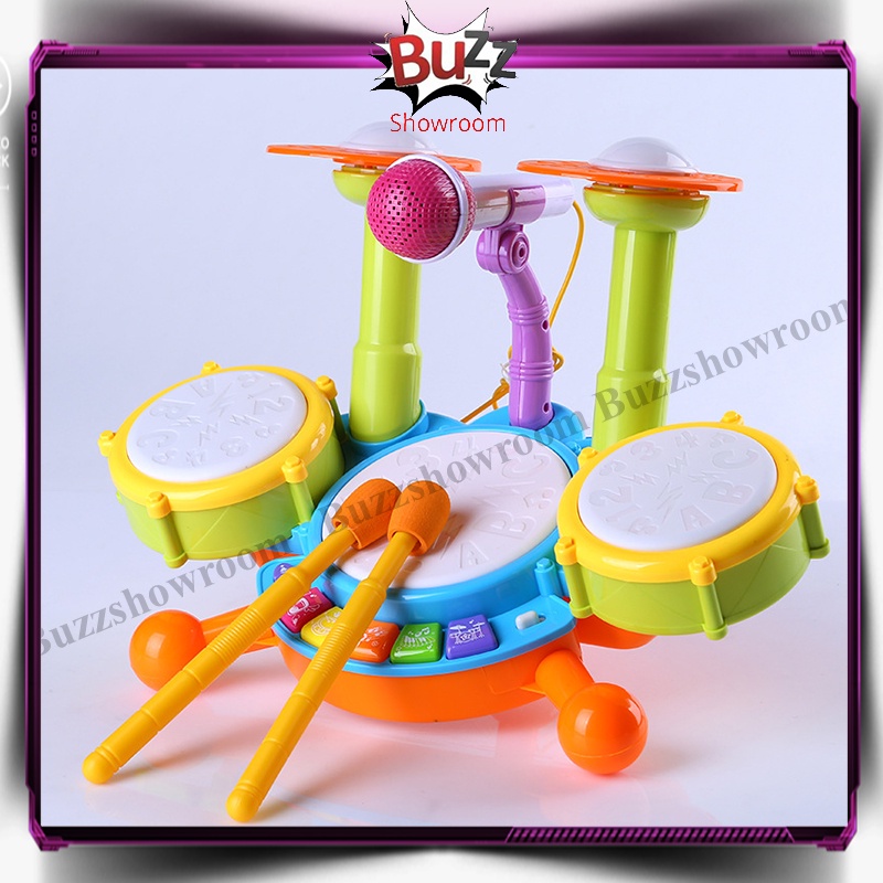 Baby Drum Set Mainan Anak Jazz Drum Set Bayi Electric Music Mic