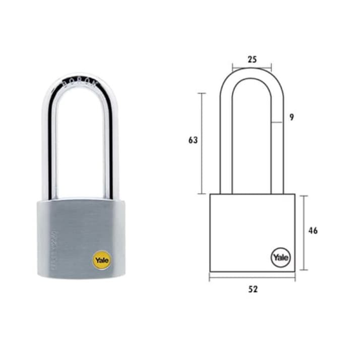 Yale Y120-50-163-1 Padlock Gembok 50mm Panjang Silver