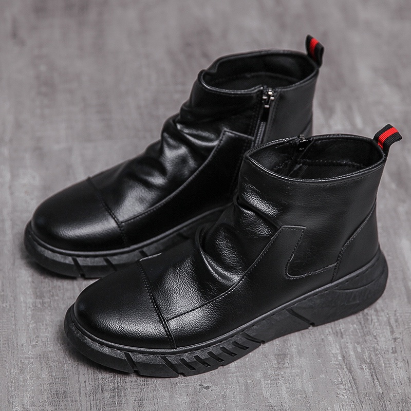 Sepatu Boot Pria Boots Hitam Casual Sepatu Kerja Ritsleting Murah Formal Sepatu Tanpa Tali Keren Import 135