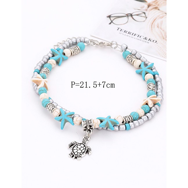 LRC Gelang Tangan Fashion Blue Decorated Double Layer