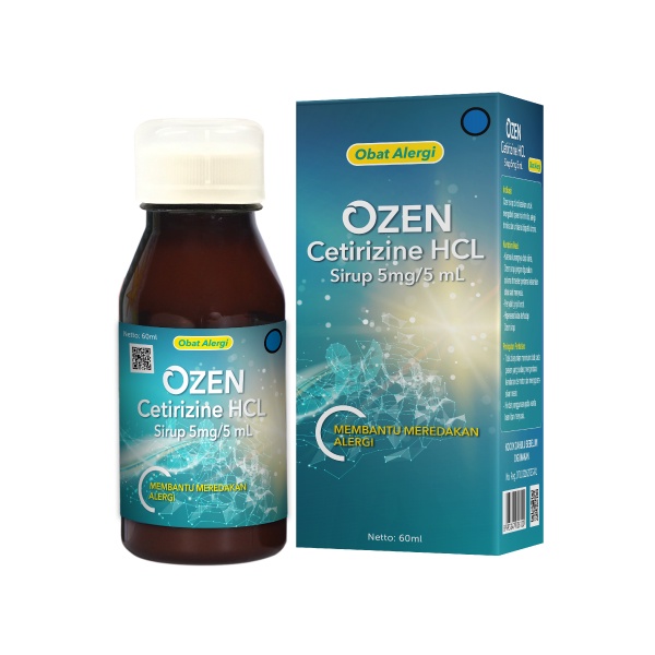 Ozen Cetirizine 10mg 1 Blister | 1 Box 5 Blister@ 4 Tabelt | Syrup 5mg@ 60mL | Membantu Meredakan Alergi