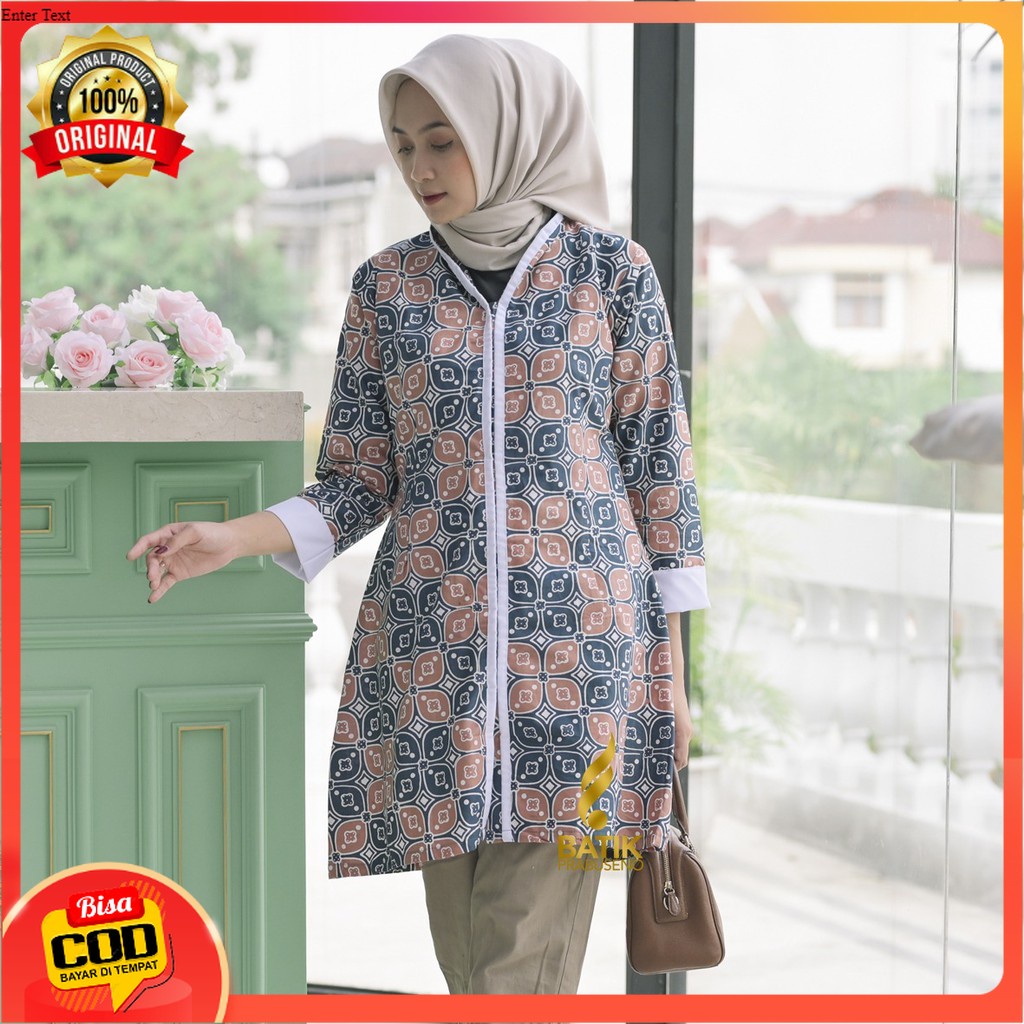CASSIA BATIK WANITA LENGAN PANJANG BAJU TUNIK ATASAN KERJA KANTORAN MODERN JUMBO PREMIUM KEKINIAN