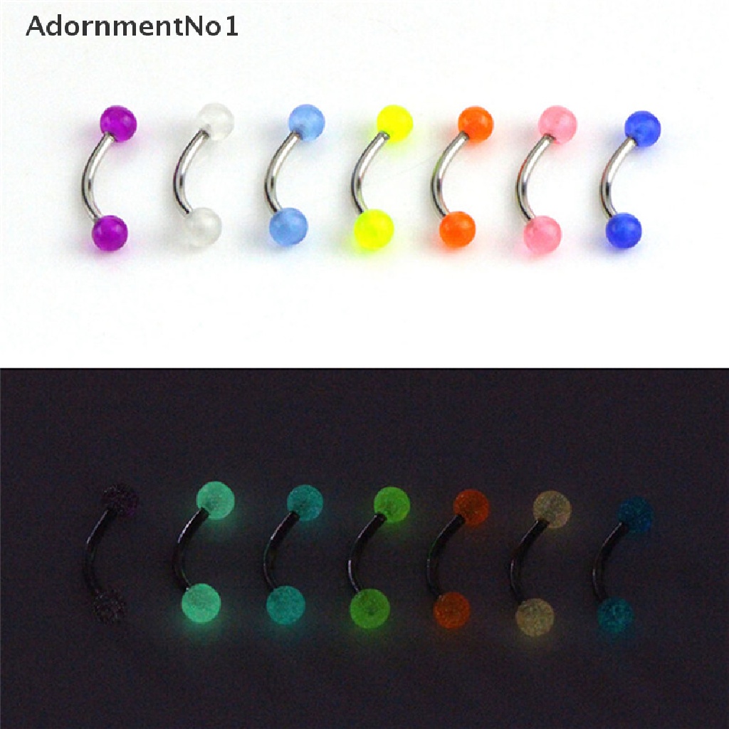 (AdornmentNo1) 7pcs / Set Anting Tindik Alis Bentuk Barbel Glow In The Dark