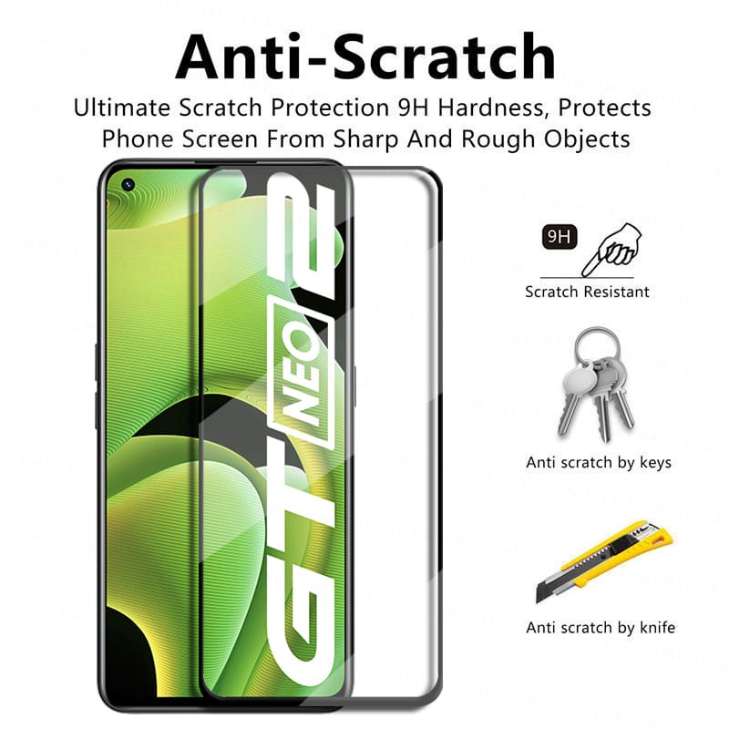 Promo Tempered Glass REALME  GT Neo2 Anti Gores Layar Full Cover List Hitam 9D screen protector