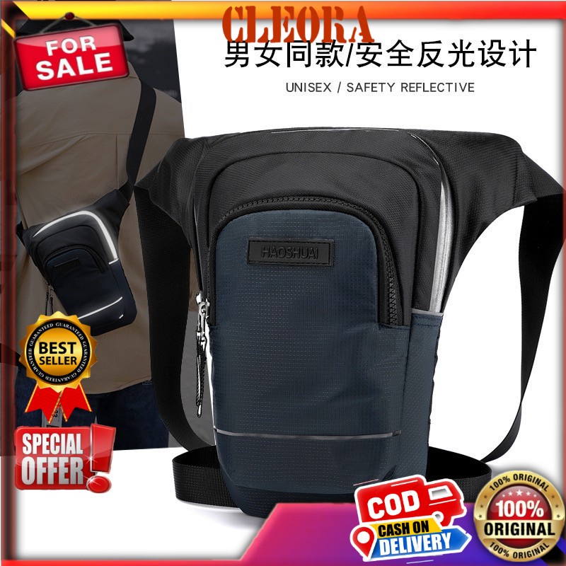 Tas Selempang Pria HAOSHUAI Original Waistbag Pria Waterproof  Kekinian Import Ori Branded Keren Tra