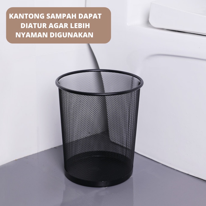 Tempat Sampah Jaring Besi Hitam / Tong Sampah Besi / Waste Basket