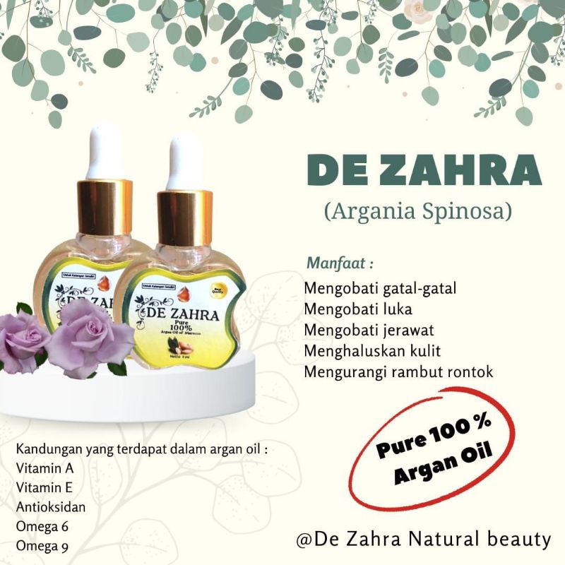 Argan Oil Maroccon De Zahra Toner wajah Alami