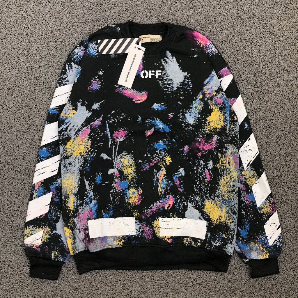 SWEATER CREWNECK OFF-WHITE GALAXY BLACK HIGH QUALITY PREMIUM HYPEBEAST