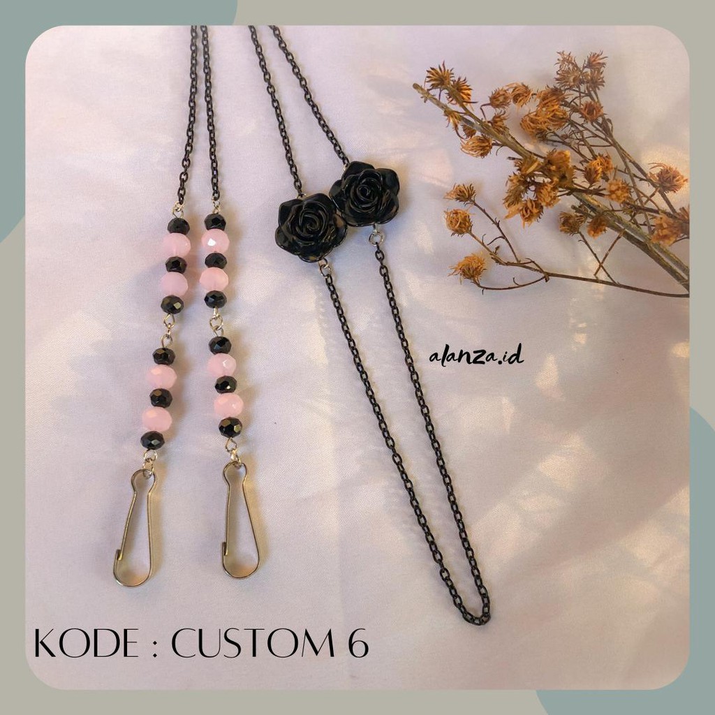 Strap Mask 2in1 Hijab / Strap Mask Cantol / Kalung Masker  / Konektor Masker/  Custom 6 by alanza.id