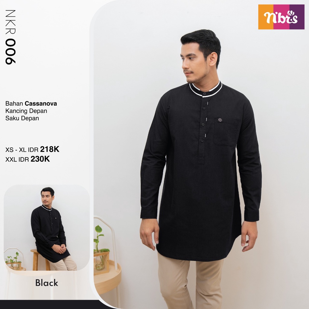 Nibras Koko Kurta NKR 06 Bahan Cassanova Atasan Kurta Pria Simpel Modern Polos by Nibras bisa COD