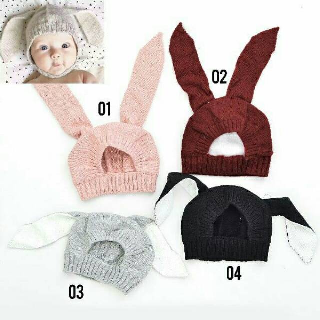 Topi Bayi Rajut Hangat Model Kuping Kelinci C1292