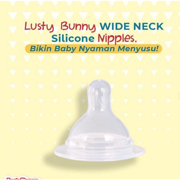 2/3 pcs -  Silicone NIPPLE LUSTY BUNNY WIDE NECK/ORTHODONTIC BPA Free dot bayi leher lebar silikon pengganti niple lustybunny 5701S 5701M 5701L