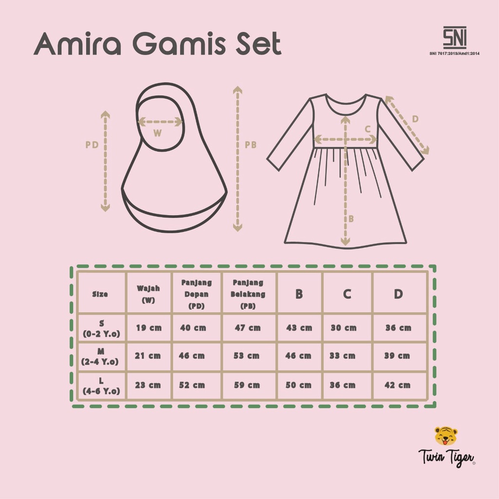 Twin Tiger Baby Amira Set Gamis Dress + Hijab  - Baju Muslim Baby