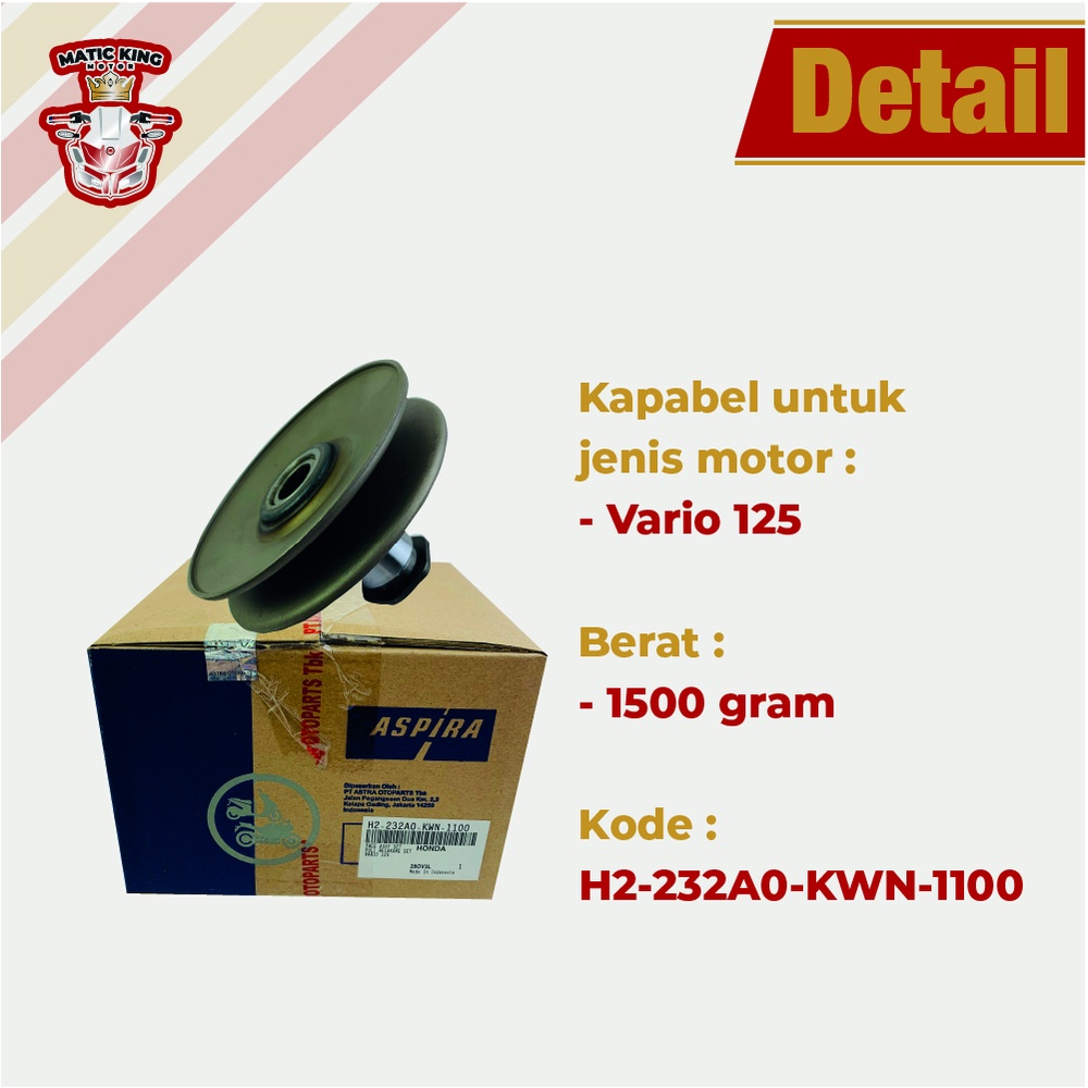 Pully Pulley Puli Belakang Honda Vario 110 125 karburator techno Fi ASLI ASPIRA OTOPART H2-232A0-KWN-1100