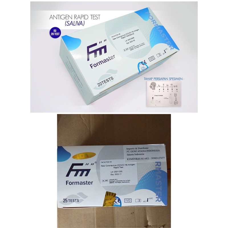 FORMASTER SWAB ANTIGEN BOX ISI 25 & SALIVA AIR LIUR ISI 20set