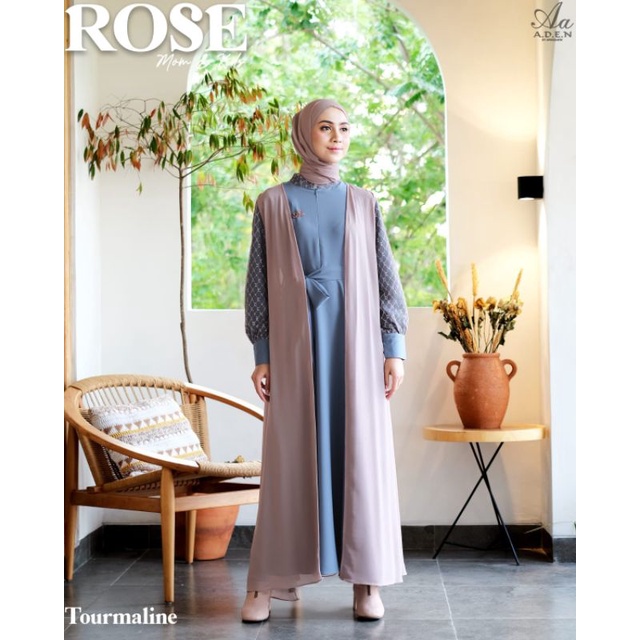Gamis Rose Aden Hijab Mom n kidz set bergo tanpa outer