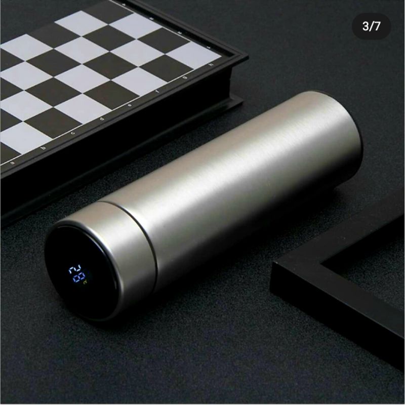 tumbler LED termos suhu 500ml termos panas botol tahan dingin tumbler digital angka botol minum-Silver