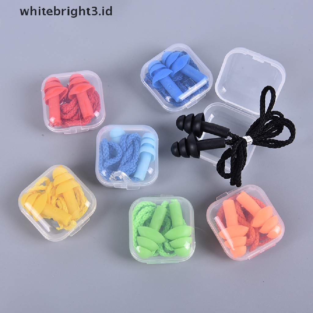 {whitebright3.id} Silicone Ear Plugs Sleep Earplugs Noise Reduction Swimming Earplugs With Rope ,