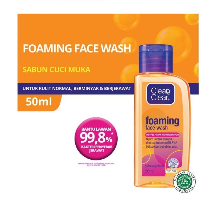 Clean &amp; clear foaming face wash 50ml/100ml