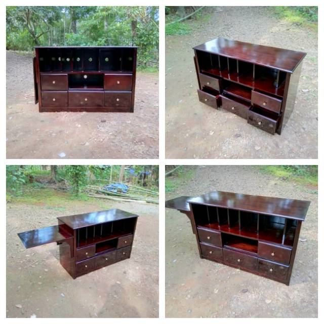 Bufet Tv Rak Serbaguna Plus Meja Kecil Samping Jati Minimalis Furnitur Mebel MURAH LARIS SHOPE