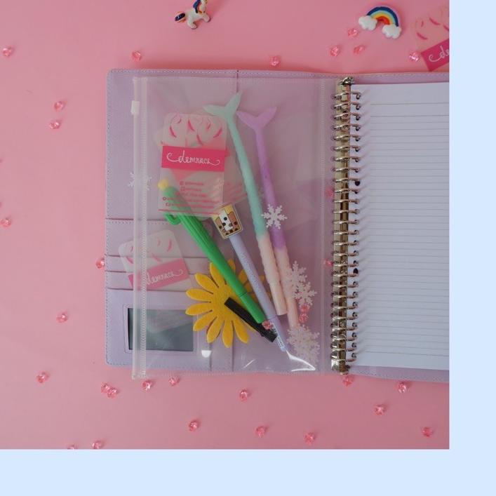 

『LARIS』 Binder Pocket Ziplock Transparan zipper UNTUK binder A5 20ring, B5 26ring, A6 6ring multiholes zip terbaru