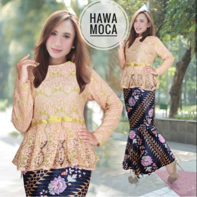 KEBAYA BRUKAT FULL FURING HAWA SET DENGAN ROK INSTAN MODEL DUYUNG