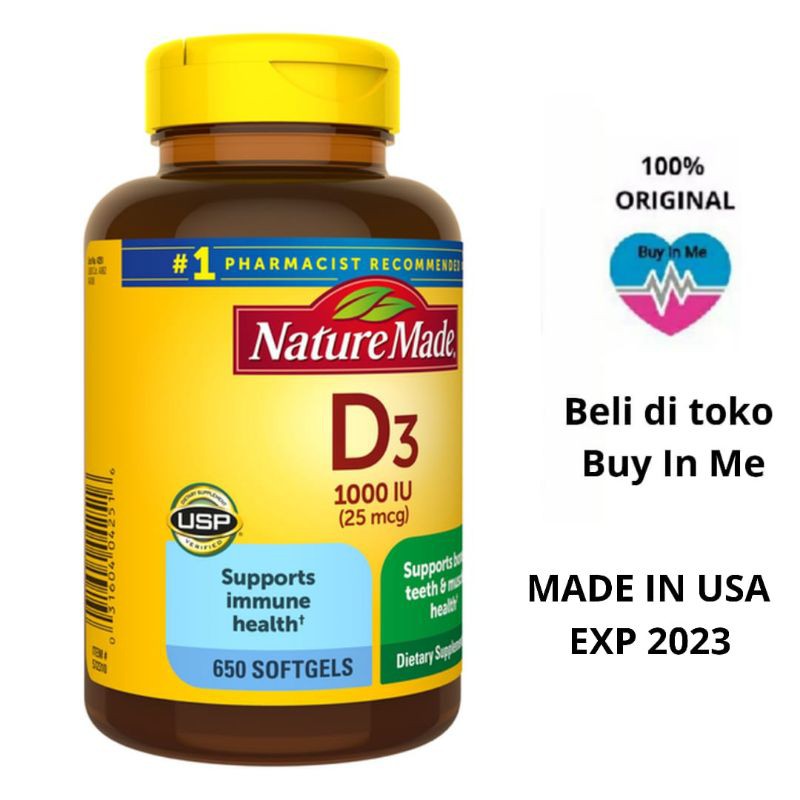 Jual Nature Made D3 1000 Iu 25mcg Isi 650 Nature Made Vitamin D Isi 650 Softgels Shopee