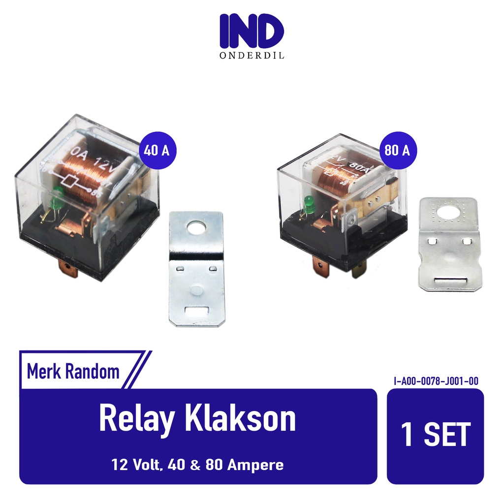 Relay-Riley Klakson-Kelakson 4 Kaki Horn Sein-Sen Lampu Motor Mobil 12 Volt 40-80 Ampere-40A-40 A-80A-80 A