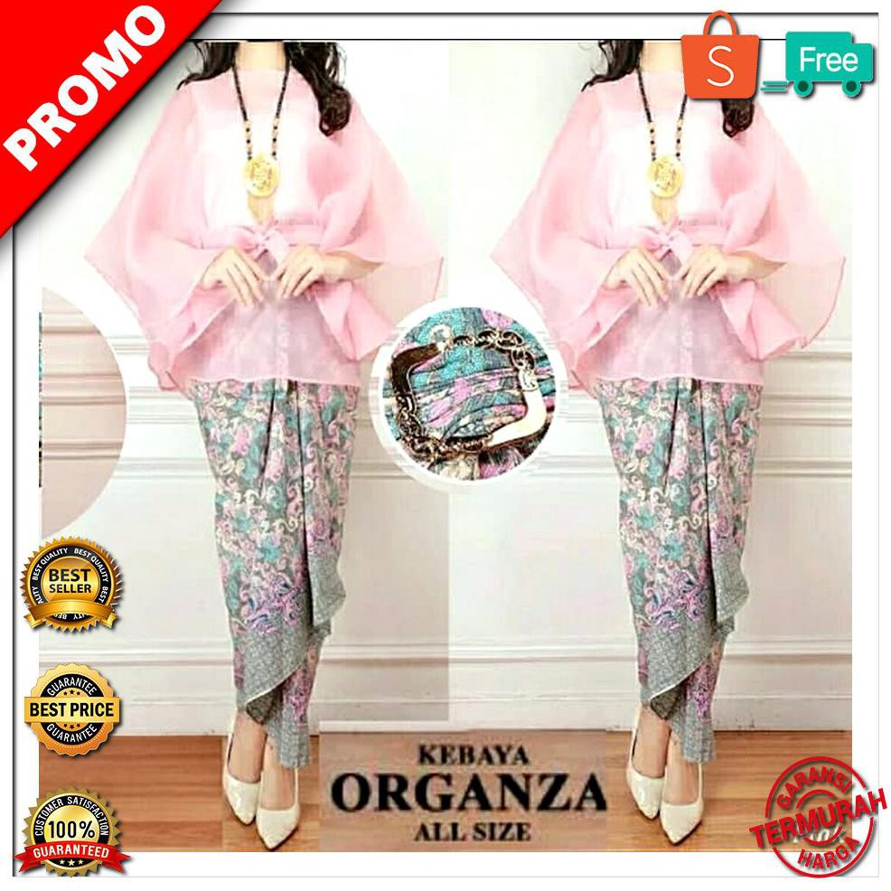 NEW Set Kebaya Organza Fashion Wanita Kebaya modern - Merah Salem STOK TERBATAS